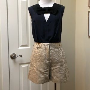 Theory Gold Metallic Jacquard Shorts